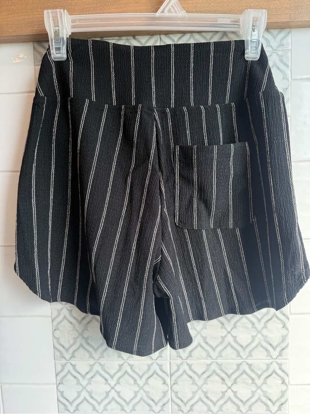 HALARA Black Pinstriped High Waist Shorts - Picture 2 of 5